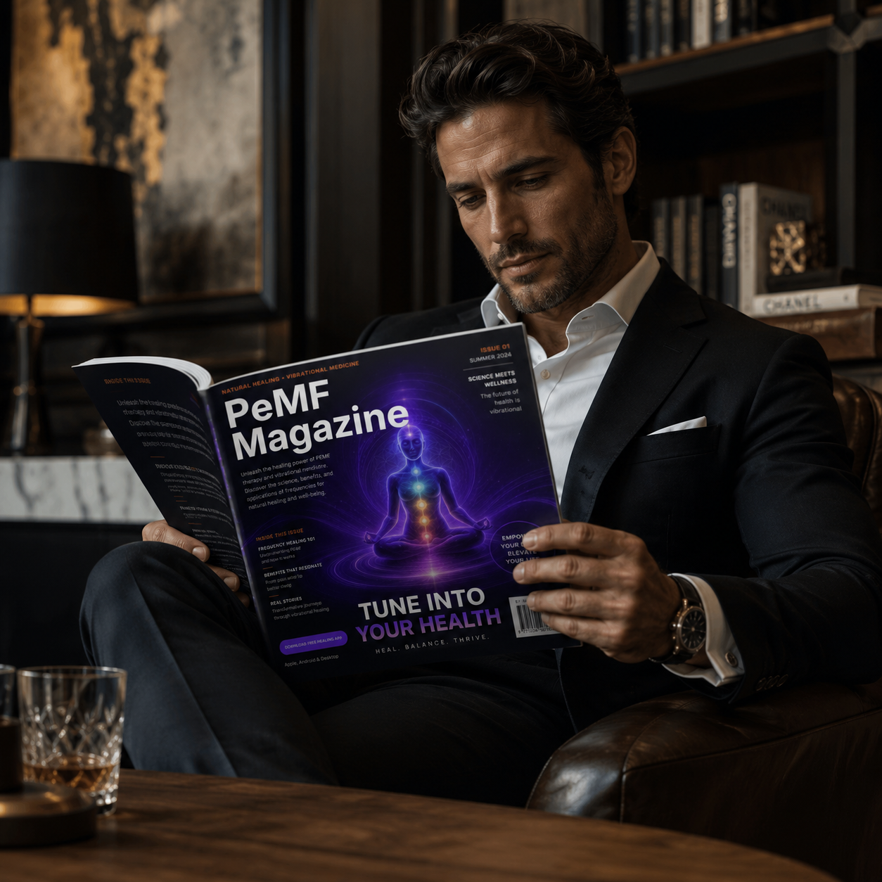 Reader exploring PEMF Magazine