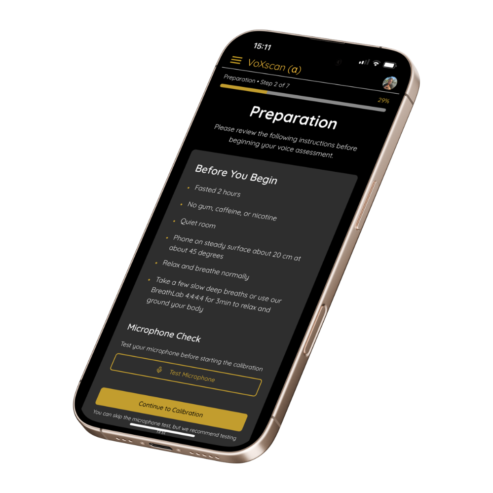 VoXscan preparation screen