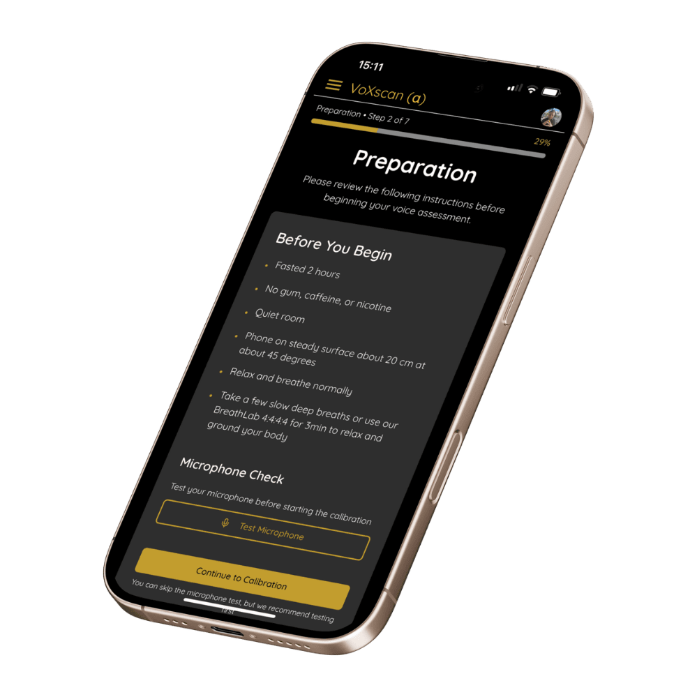 VoXscan preparation screen